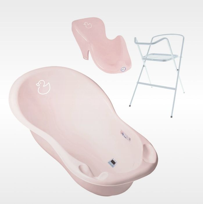 Set cadita de baie Duck roz + suport + Cadou