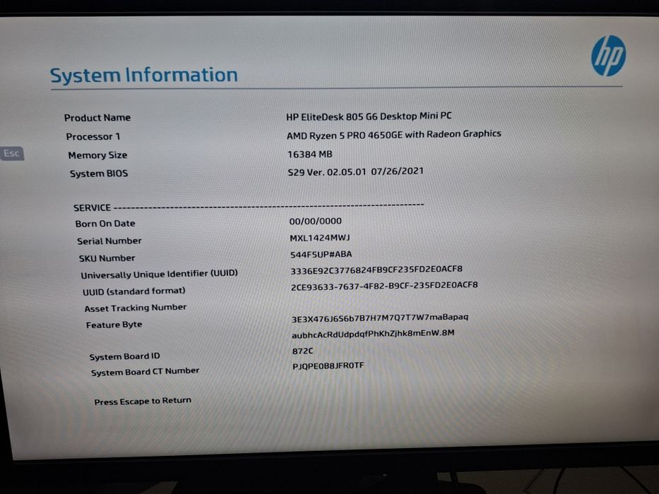 Мини PC-HP EliteDesk 805 G6,AMD Ryzen 5 Pro 4650GE 3.3 GHz,16 GB-DDR4
