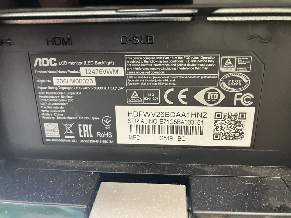 Монитор AOC 24” Full HD