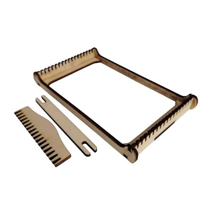 Razboi de tesut din lemn, pentru copii, 17x10cm