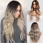 Peruca S1 (Daira-Shop.ro) Ombre 72 cm USA blond reflexii gri platinat