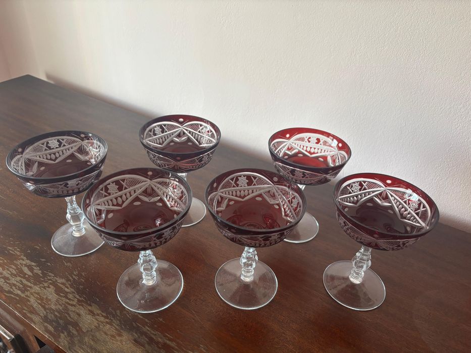 Set 6 pahare de cristal, vintage