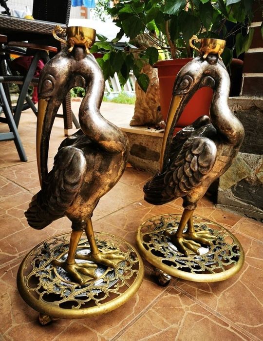 Vând păsări decorative lemn bronz exponat unicat