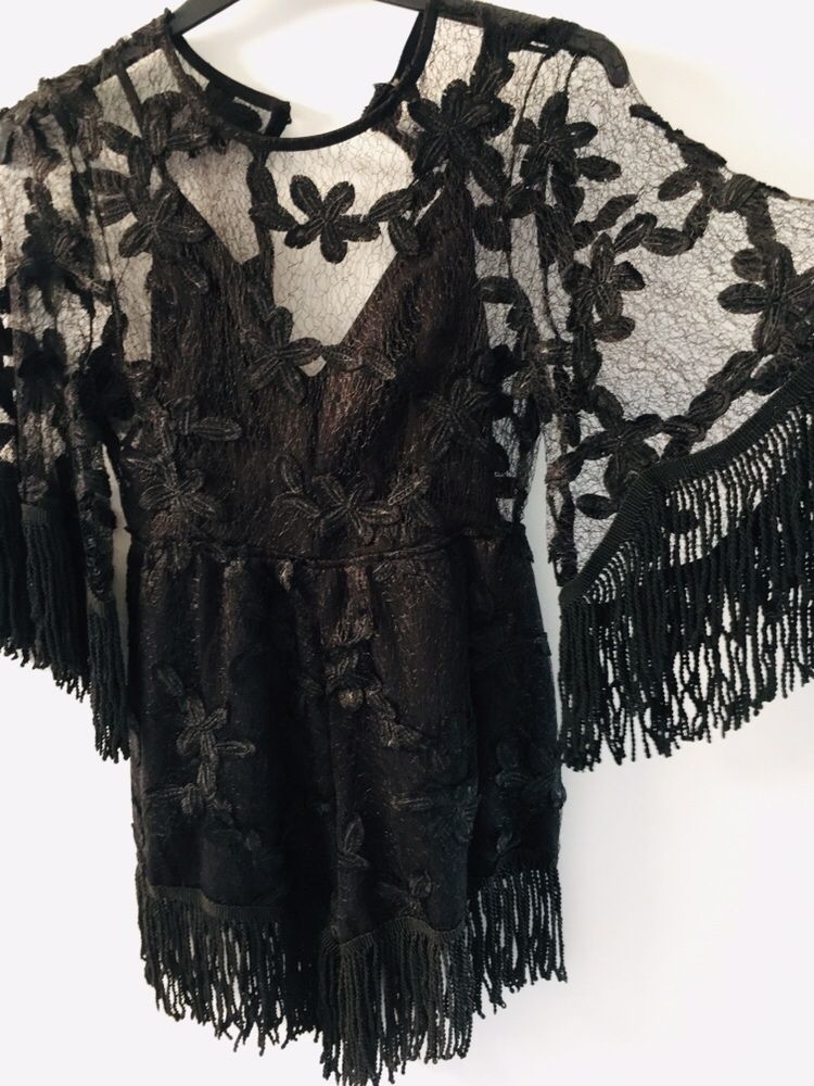 Rochie / Salopeta Neagră, dantela, măsura S