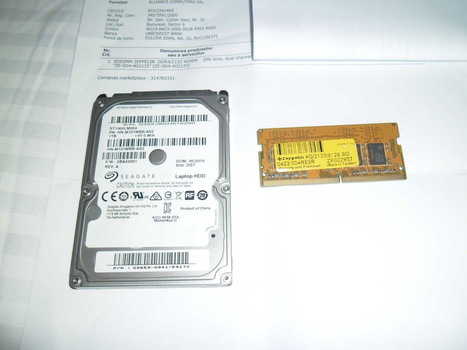 Hard 1T si memorie 4GB DDR4 Laptop