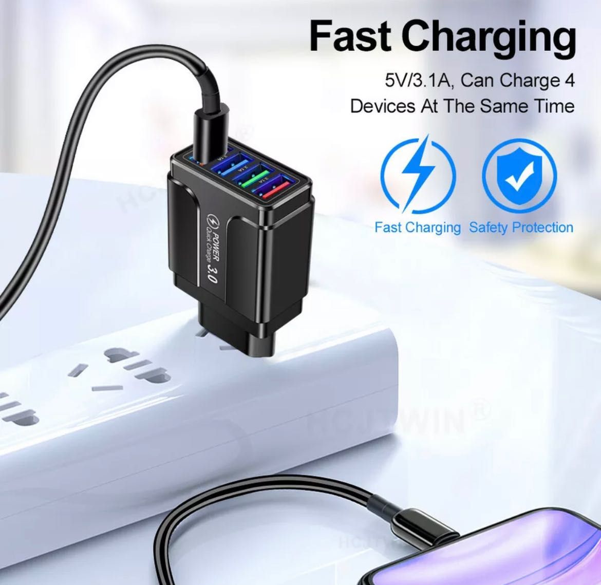 Incarcator 4 USB 3.1 Fast Charge iPhone / Samsung NOU