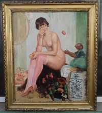 Tablou vechi - nud femeie - semnat C. Somov 1930