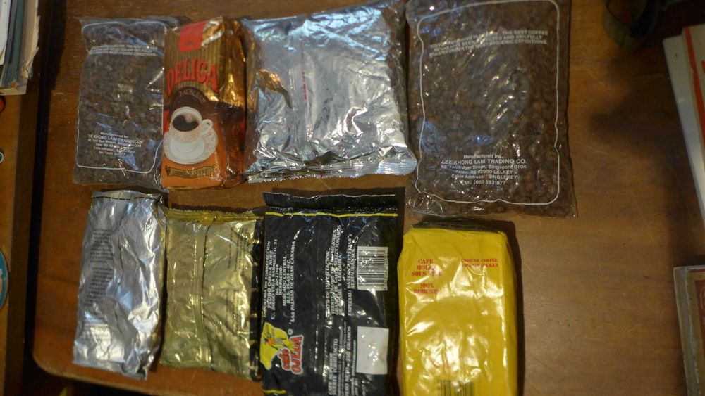 Pungi Firme Tipuri Vechi de Cafea Boabe Vitrina Colectie Vintage Retro