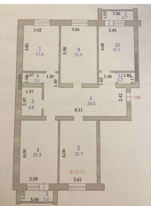 Батыс-2. Продам 4-х комнатную квартиру