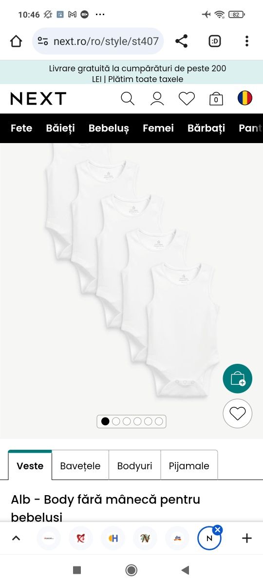 Set unisex basic bebelusi 6-9 luni bumbac plin next nou