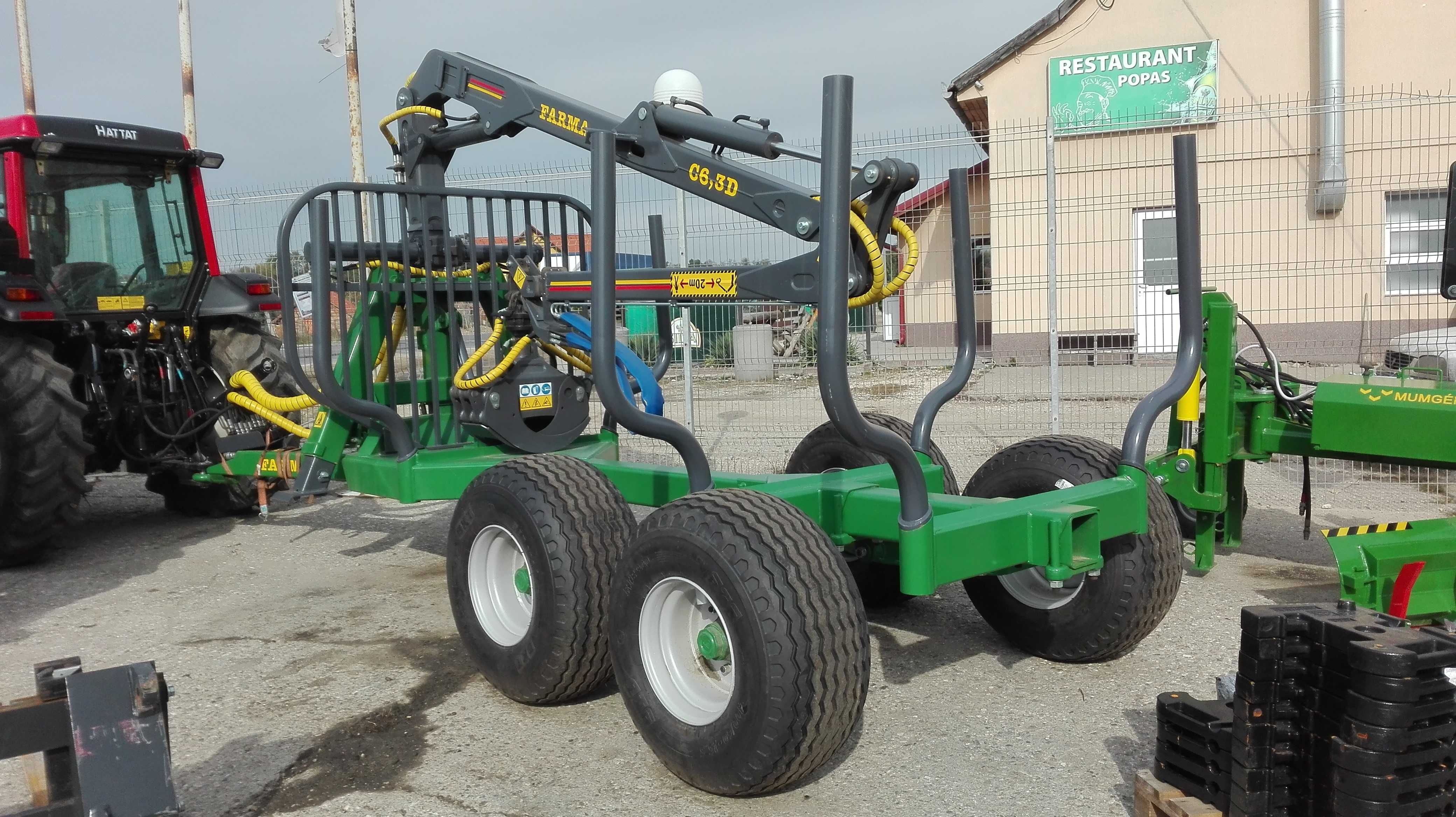 Remorca forestiera cu brat de incarcare FARMA mod.CT 6,3-9 Mecomag