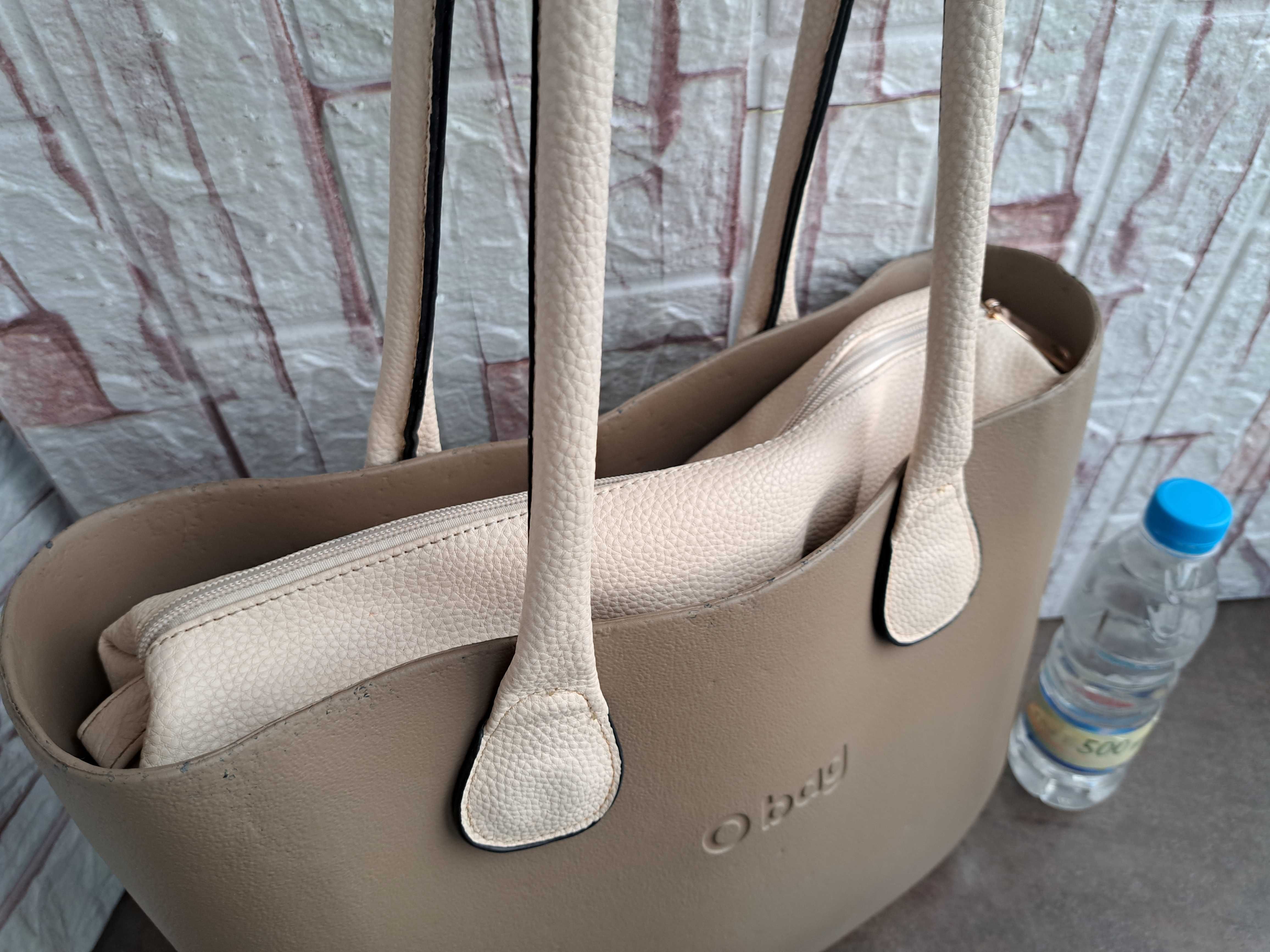 дамска чанта O BAG,бежово ,силиконова,голяма