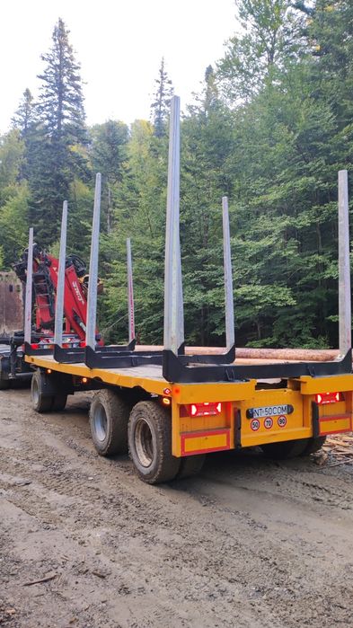 Vând urgent remorcă forestieră 3 axe, racoante aluminiu alucar