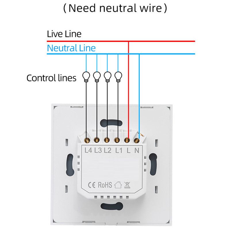 Intrerupator smart touch iUni 2F, Wi-Fi, Sticla securizata, LED