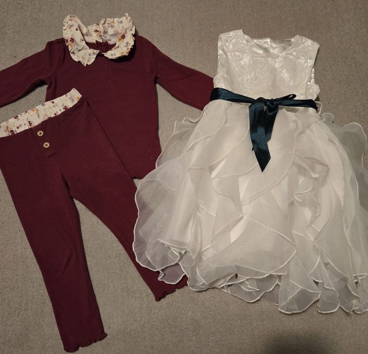 Бяла рокля и екипче 2-3г