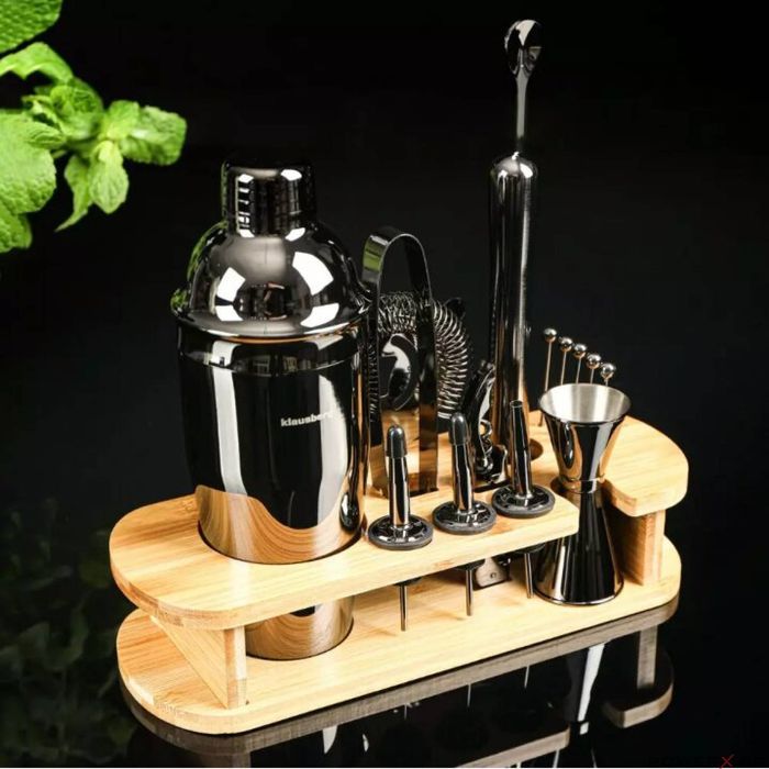 Set de barman pentru preparare de bauturi, cocktail,16 piese, gri