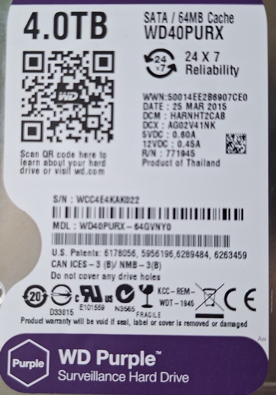 2бр. WD purple Хард диск hdd 3.5 - 4tb 2бр.