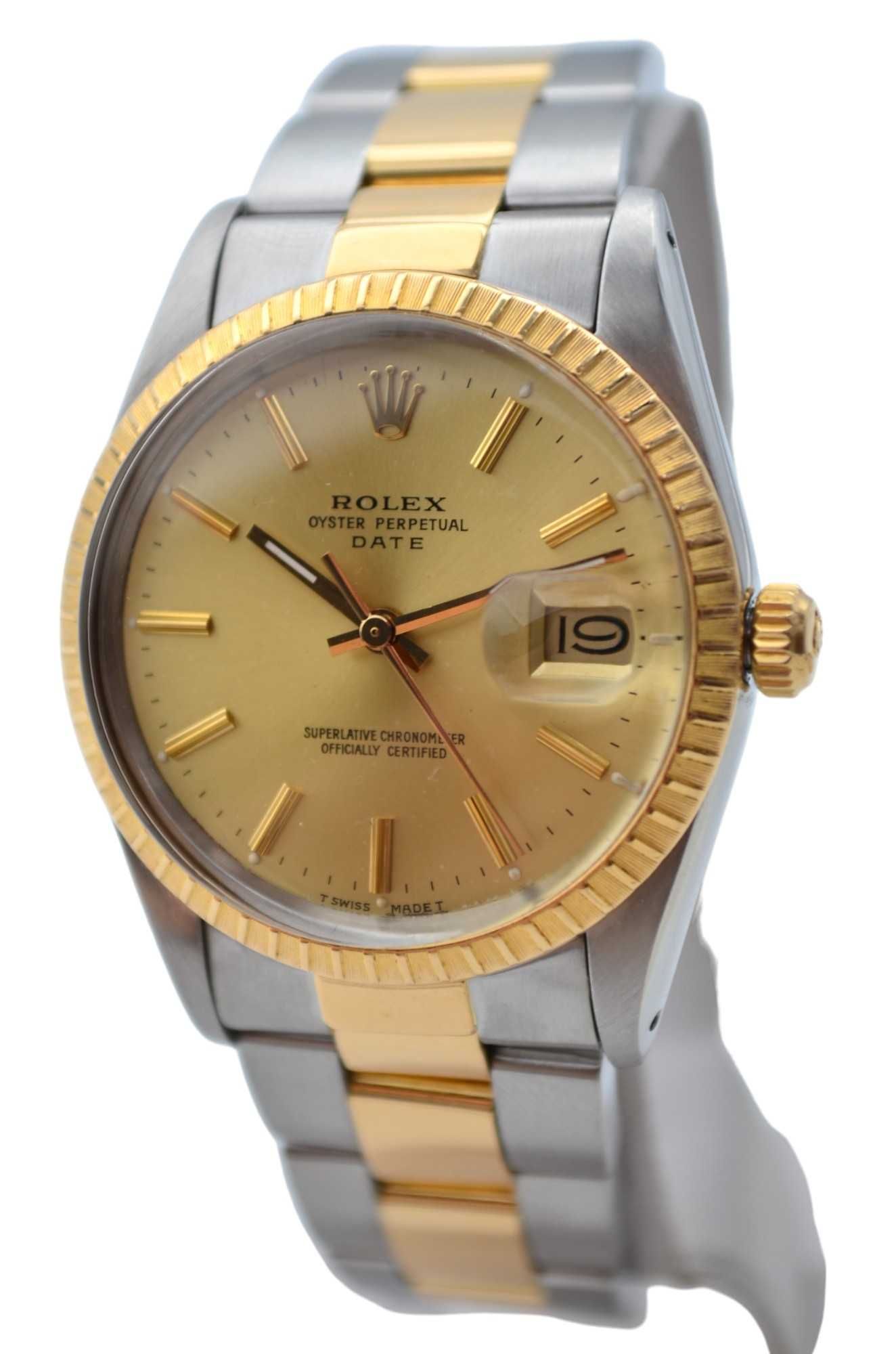 Rolex Oyster Perpetual 34 Two Tone Champagne Dial Ref 15053