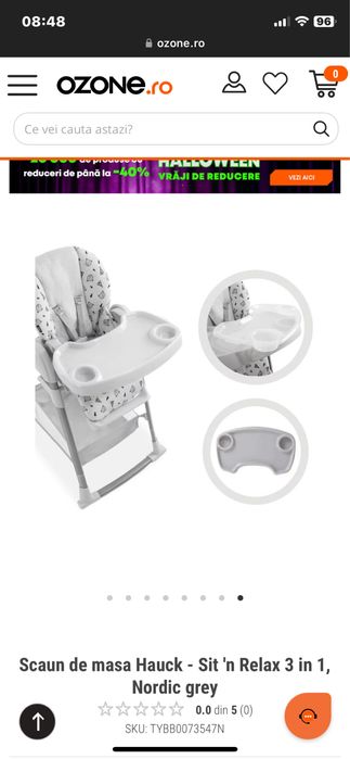 Scaun de masa Hauck - Sit 'n Relax 3 in 1, Nordic grey