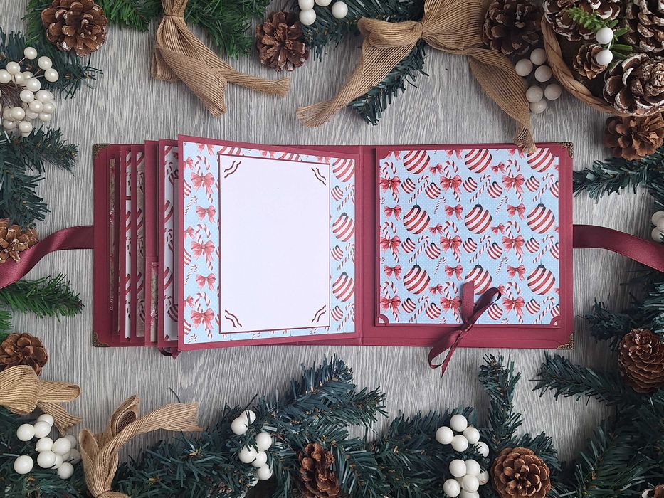 Коледен, скрапбук албум "Коледен венец", ръчна изработка /54.1