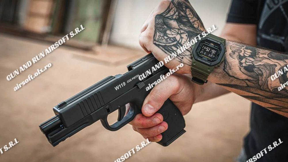 Pistol Glock ~ ORIGINAL !! 5 JOULI ! ~ Cel Mai Puternic + Bile | Pusca