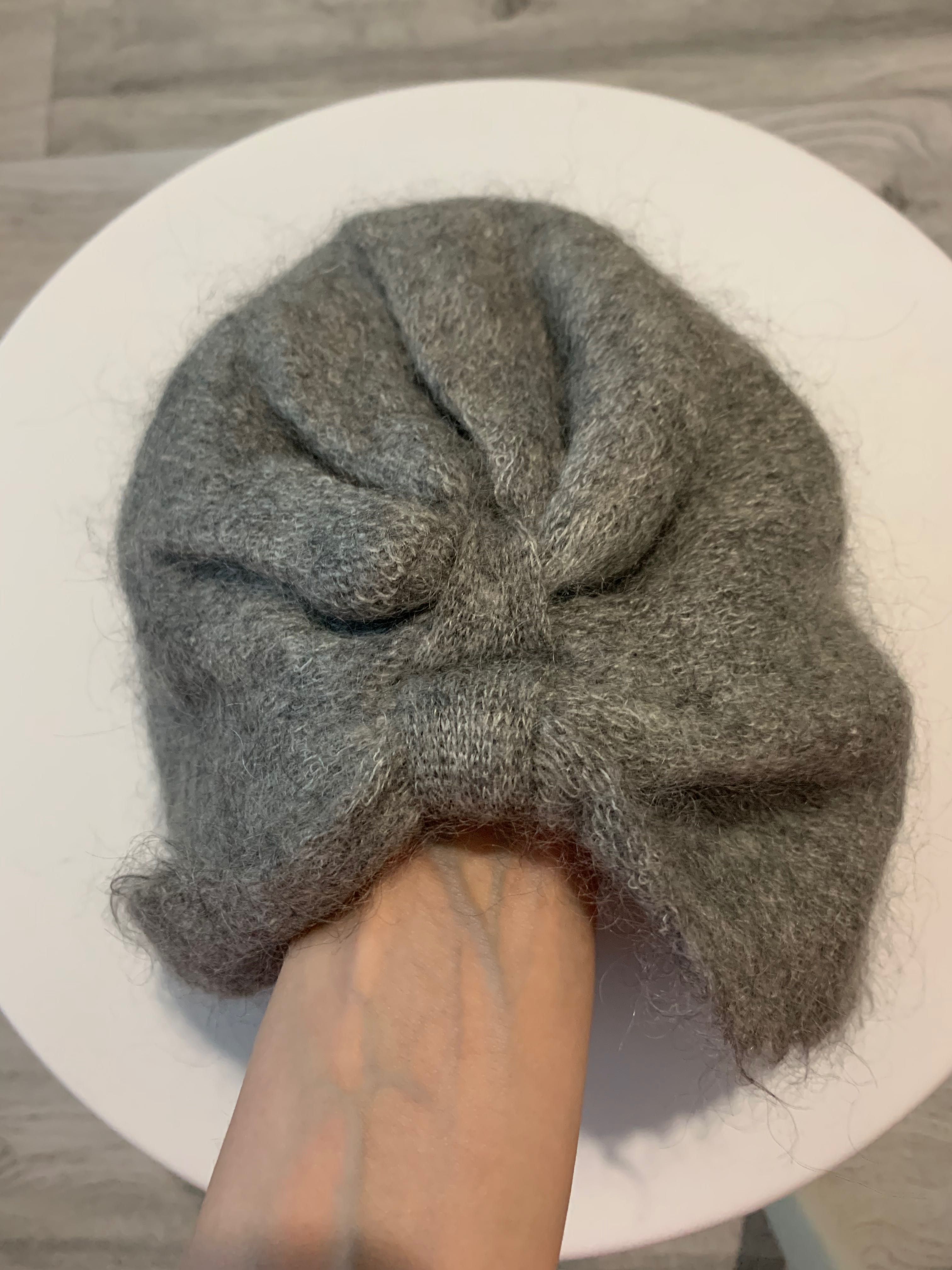 Turban gri din lâna merino