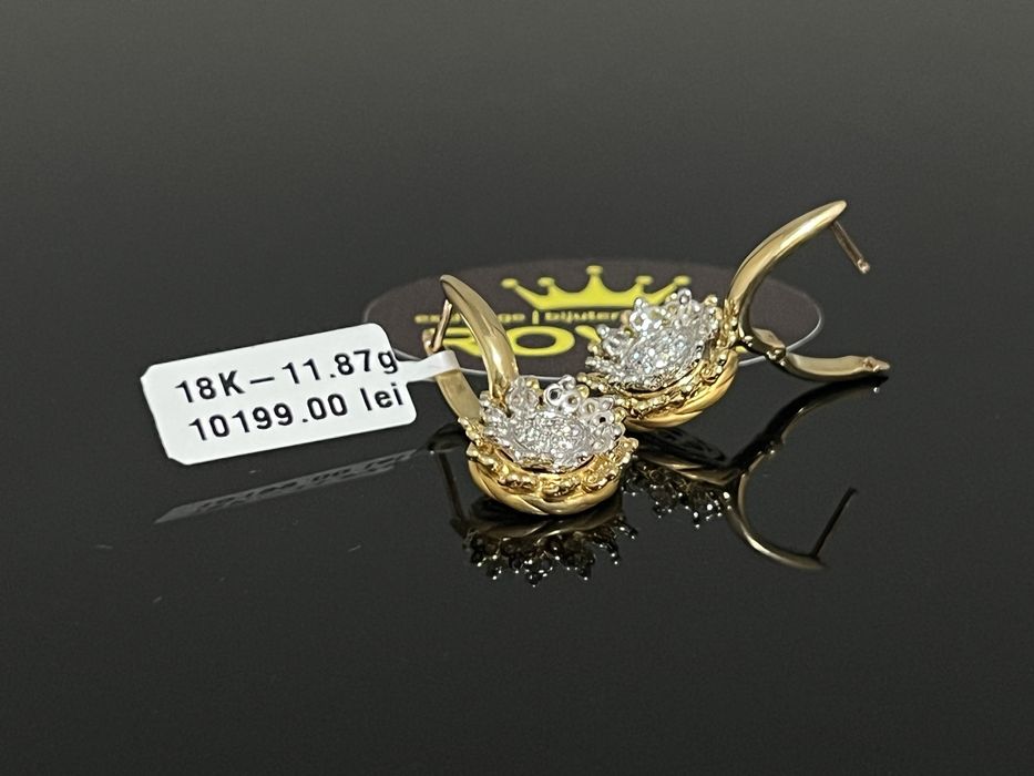 Bijuteria Royal CB : Cercei aur 18K 11,87 grame 14 diamante naturale