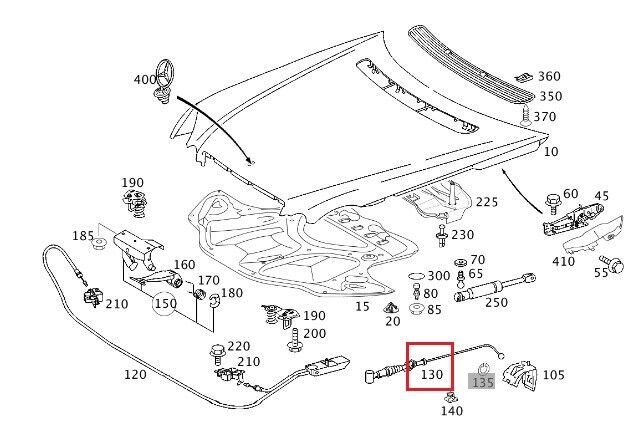 Жило За Отваряне На Преден Капак Mercedes, E Class W211, Cls C219