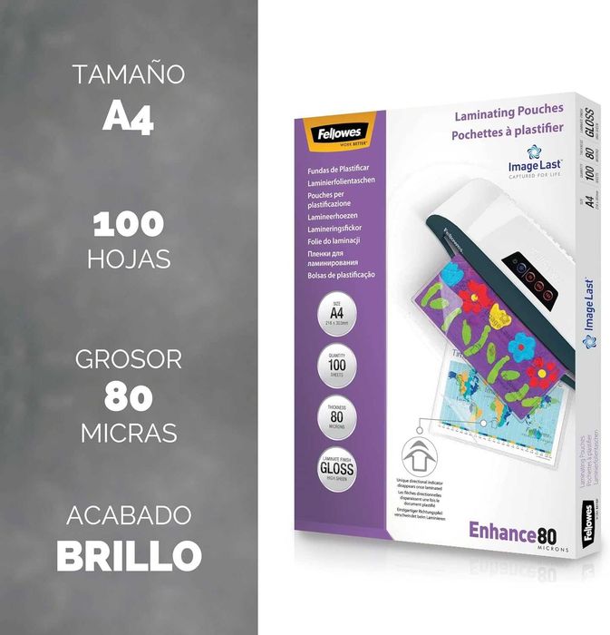 Fellowes A4 Laminating Sleeves, гланцово покритие, 100 листа, 160 микр