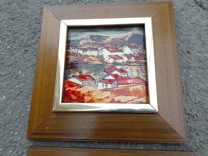 Set de 2 tablouri picturi pe porțelan lucrate integral manual lucrări