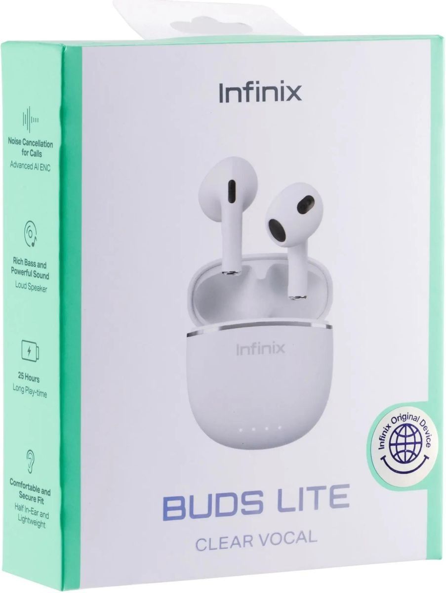 Наушники INFINIX XBuds XE23, Bluetooth, вкладыши, белый