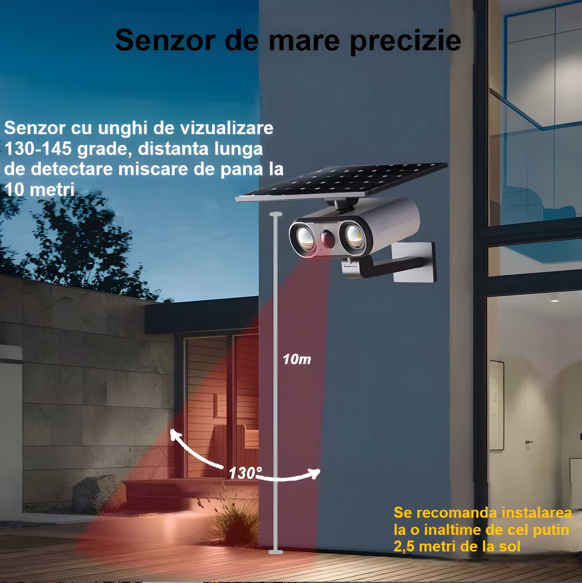 Lampa cu panou solar de exterior inalta luminozitate,senzor de miscare