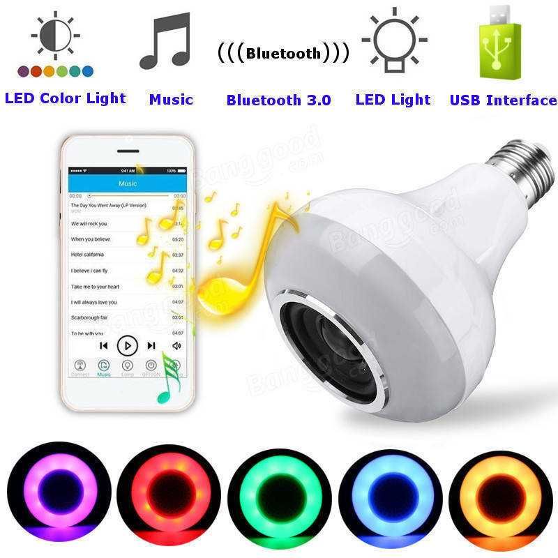 BLUETOOTH Музикална LED лампа крушка Е27 RGB Music ЛЕД Bulb блутут