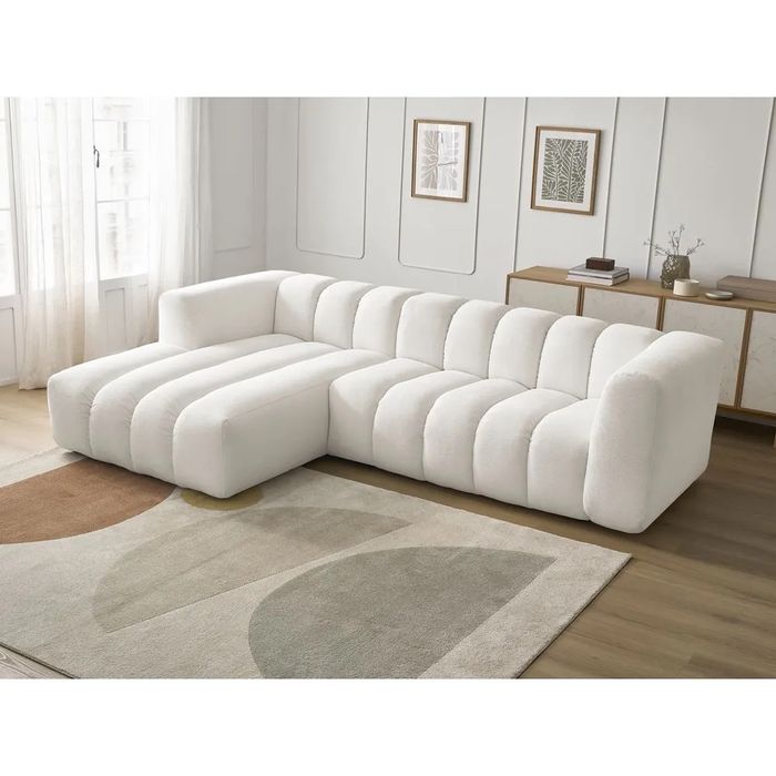 Чисто нов ъглов диван с ляв ъгъл-бял