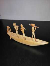 Arta Africa africana barca lemn sculptat 4 figurine tribale