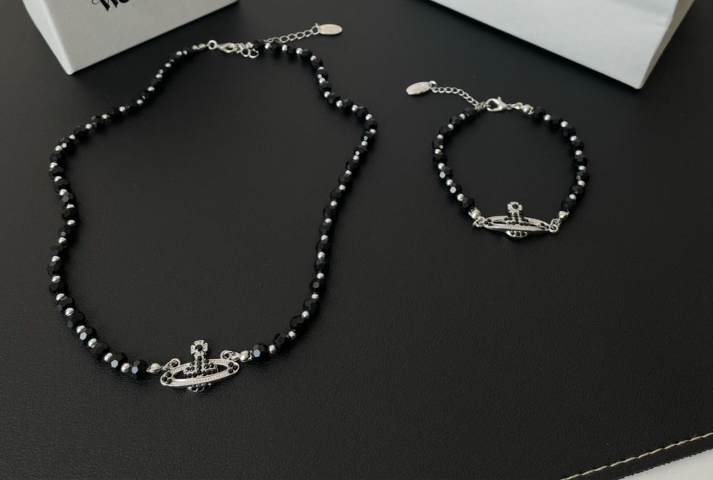 Pachet Colier si bratara Black Crystal