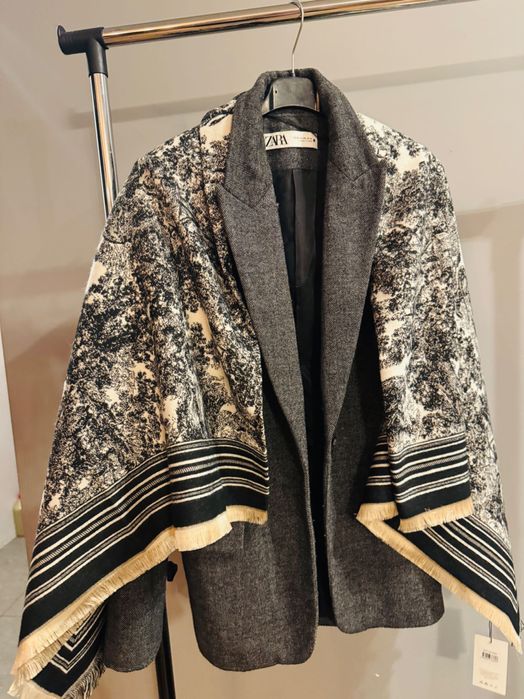 Кашмир и вълна Уникален голям шал тип палто