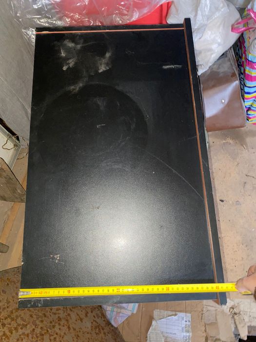 Стол-табурет из дерева, черно оранжевый