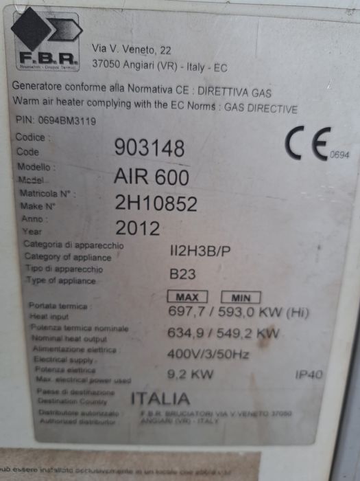 Incalzitor diesel electric pentru hale