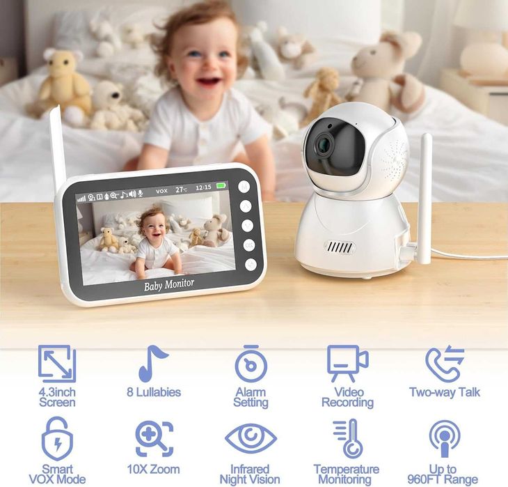 Camera cu Monitor pentru bebeluși OBVHNUA cu cameră