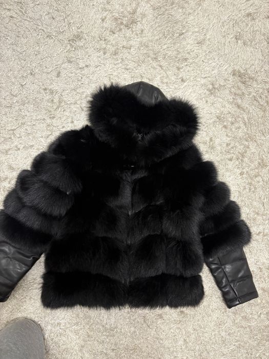 Haina din blana naturala si piele naturala