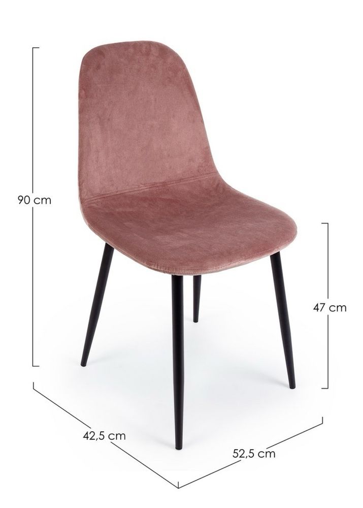 Set 4 scaune catifea roz cu picioare de metal negre