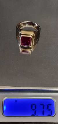 Мъжки златен пръстен с естествен рубин - 9,75 гр.