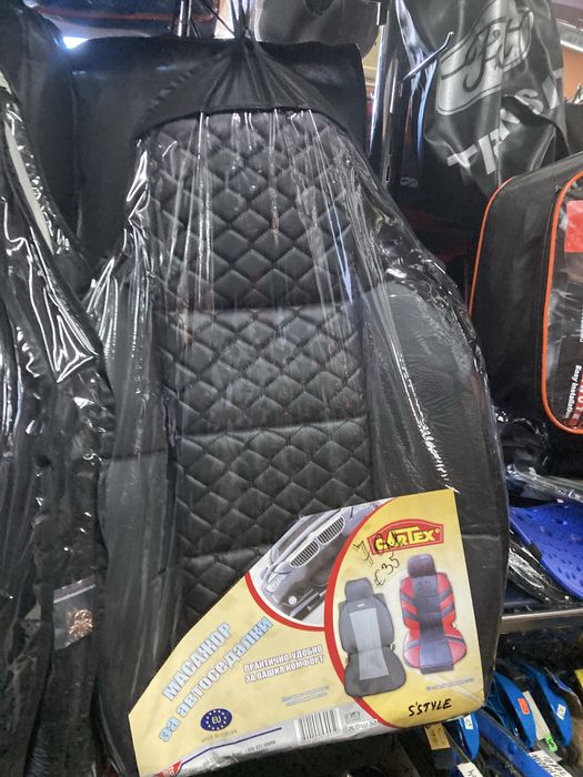 Нови калъфи тип масажор за предни седалки, черни, тапицерия