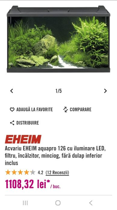 Acvariu eheim 126 l complet cu filtru extern