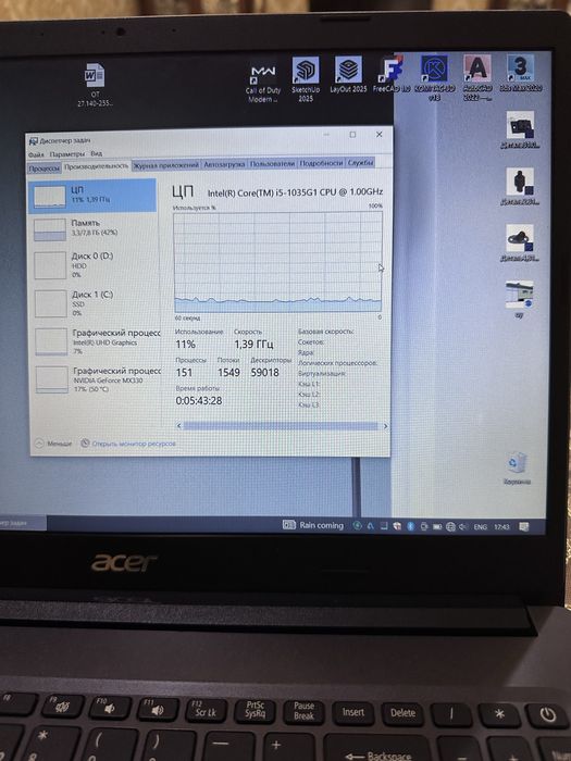 Aser Aspire 3 /i5 1035G1 /4yader 6patok