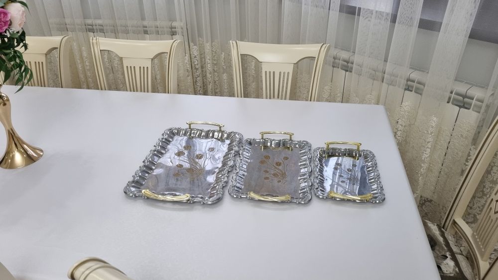 Подносы. Набор из 3 штук и деревянный  поднос ручная работа