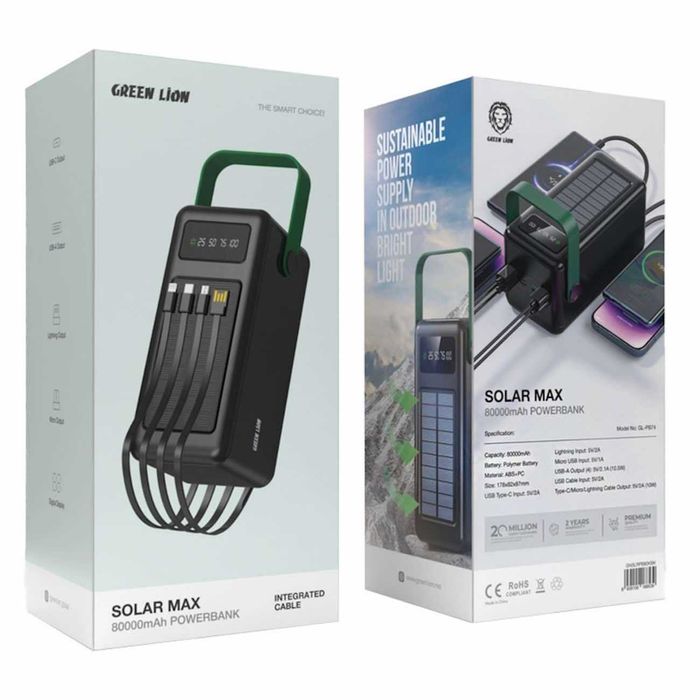 Power Bank GREEN LION Solar Max 80000 mAh 10.5w. Есть доставка