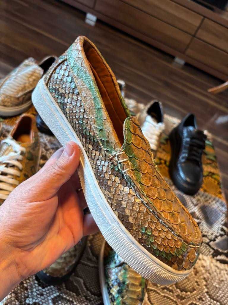 Sneakersi barbati din piele exotica de piton
