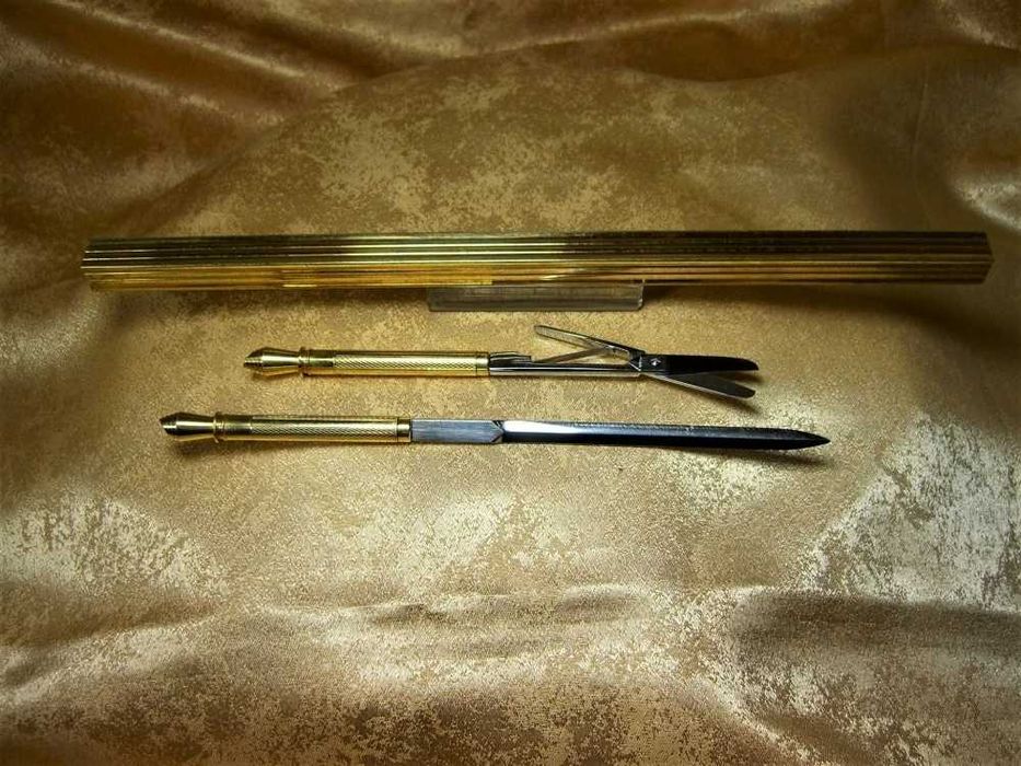 Set birou Art Deco japonez bronz placat aur, cadou, vintage